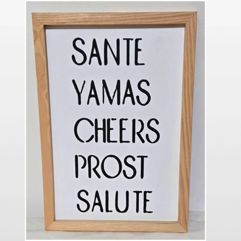 New Room & Retreat Word Art Sign Home Wall Décor Cheers Wood Bar Wine Theme NWT